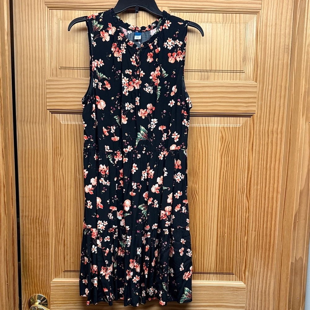 Old Navy Black Floral Midi Dress